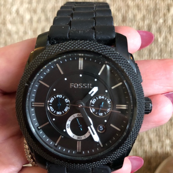 Fossil Chronograph Machine Black Silicone Watch - Picture 2 of 5